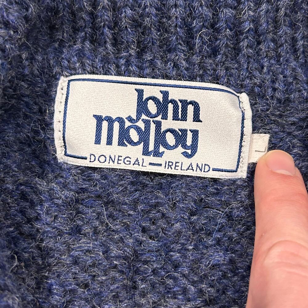 Vintage John Molloy Wool Cable Knit Cardigan Sweater Fisherman Sz Large Chunky - Picture 5 of 7